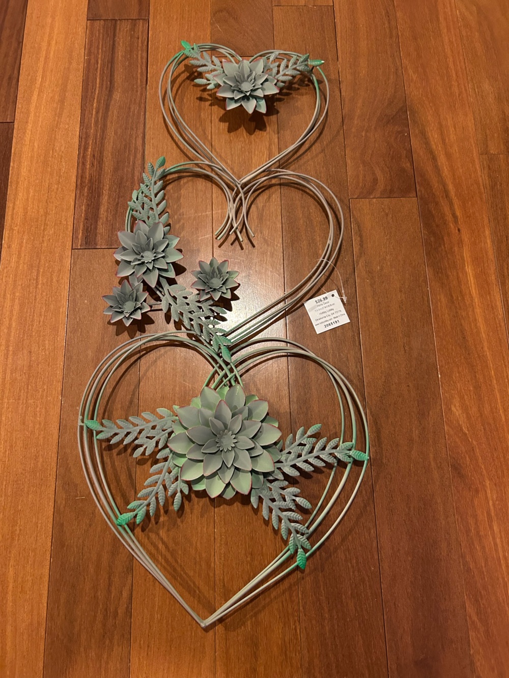 Source Unknown Green Metal Triple Heart Succulent Wall Decor
